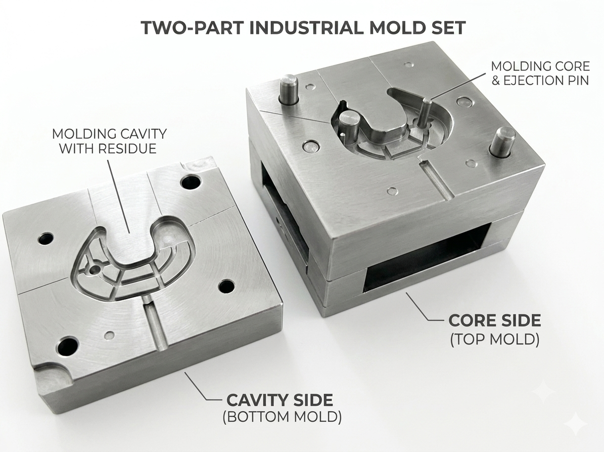 Two-Part Industrial Mould Set — Cavity & Core Side